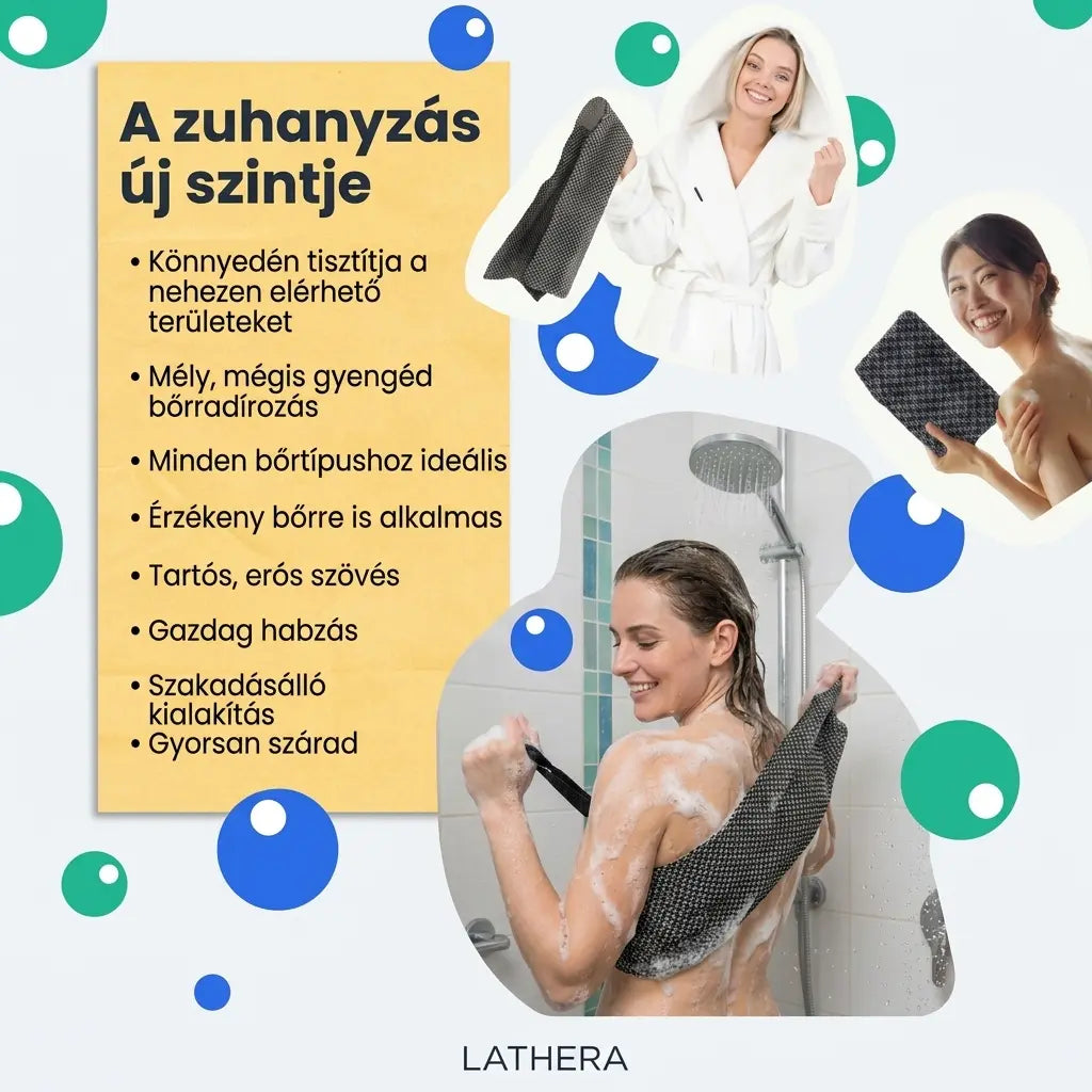 Lathera™ antibakteriális bőrradírozó zuhany törölköző