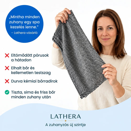 Lathera™ bőrradírozó zuhany törölköző