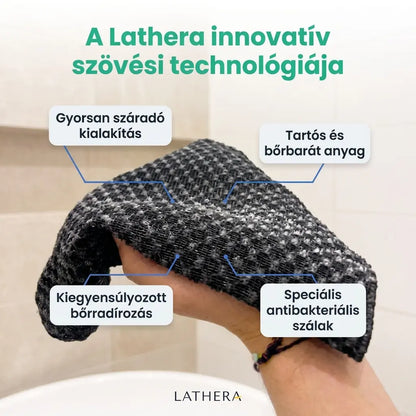 Lathera™ antibakteriális bőrradírozó zuhany törölköző