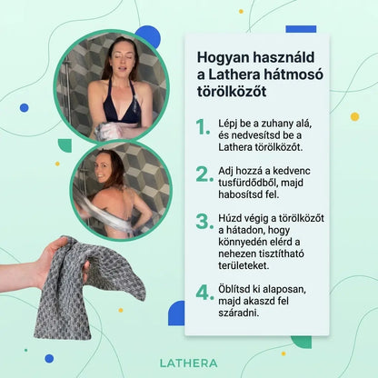 Lathera™ antibakteriális bőrradírozó zuhany törölköző