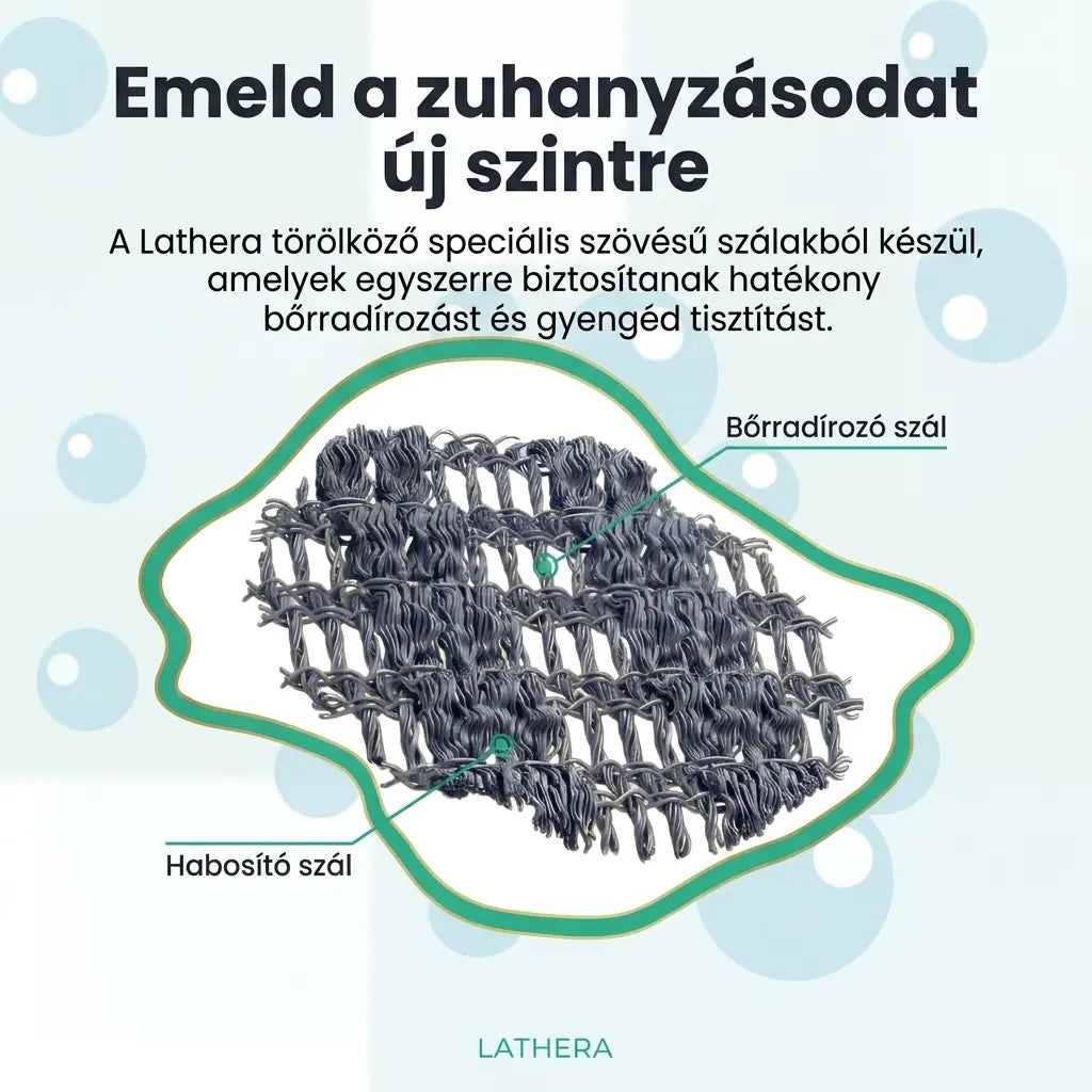 Lathera™ antibakteriális bőrradírozó zuhany törölköző