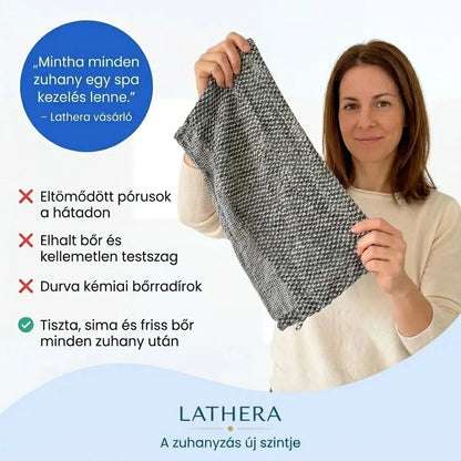 Lathera™ antibakteriális bőrradírozó zuhany törölköző