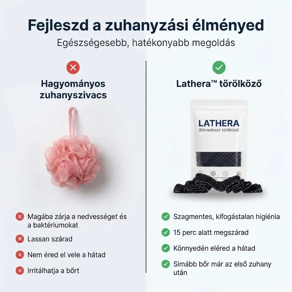 Lathera™ bőrradírozó zuhany törölköző