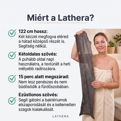 Lathera™ bőrradírozó zuhany törölköző